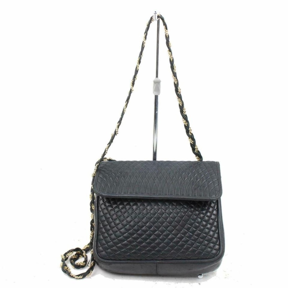 Bally Quilted Black Leather Chain Flap 870749